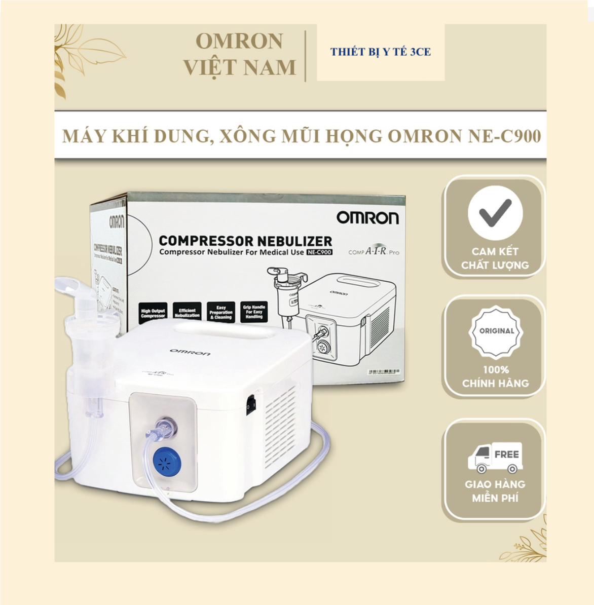 MÁY XÔNG KHI DUNG MŨI HỌNG OMROM NE -C900 CAO CẤP